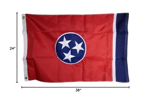 2x3 Embroidered State of Tennessee TN 210D Sewn Nylon Flag 2'x3' Banner Grommets Double Stitched Fade Resistant Premium Quality