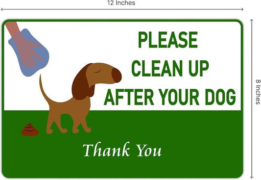 Set of 3 Please Clean Up After Your Dog, Thank You Signs with Metal Wire H-Stakes - 12х8 inch Be a Good Neighbor Sign - Pick Up Your Dog Poop Signs