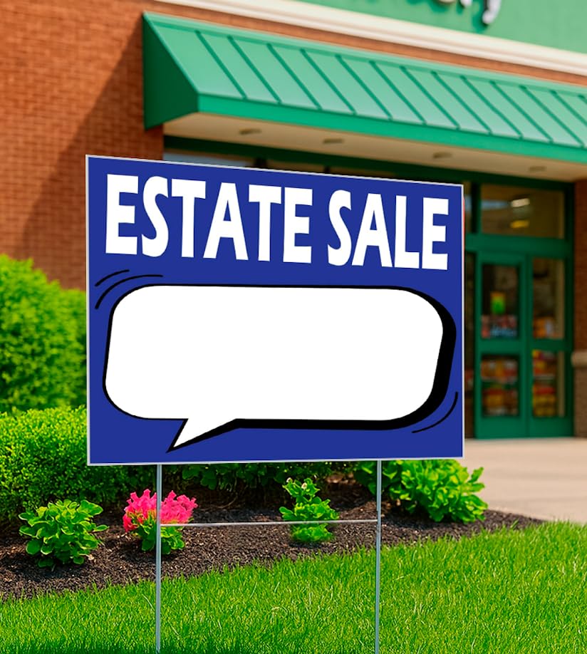 Set of 3 Double Sided 12x8 Inches Plastic Black Moving Sale Signs with Metal H-Stakes - Real Estate Perfect for Home Owners