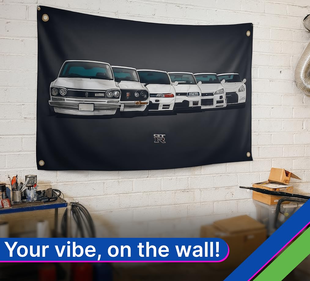 Car Flag 3×5 Feet Banner with 4 Brass Grommets - Car Poster Wall Single Sided Tapestry Outdoor or Indoor for Room Man and Guys - Cool Polyester