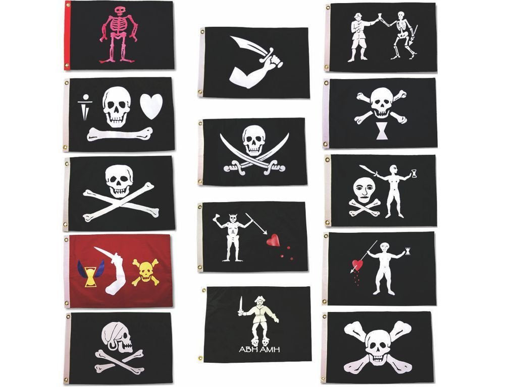 3x5 Historic Jolly Roger Pirate Captains Package Flag 3'x5' Grommets (14 Flags) Fade Resistant Double Stitched Premium Penant House Banner Grommets