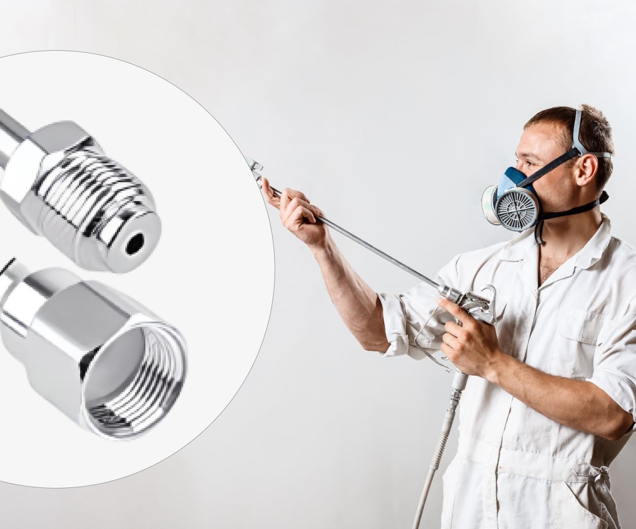 100 cm / 39.37" Airless Paint Sprayer Spray Gun Tip Extension Pole. Extension Pole Rod Set for Airless Spray Gun Painting with Swivel Joint Reversible