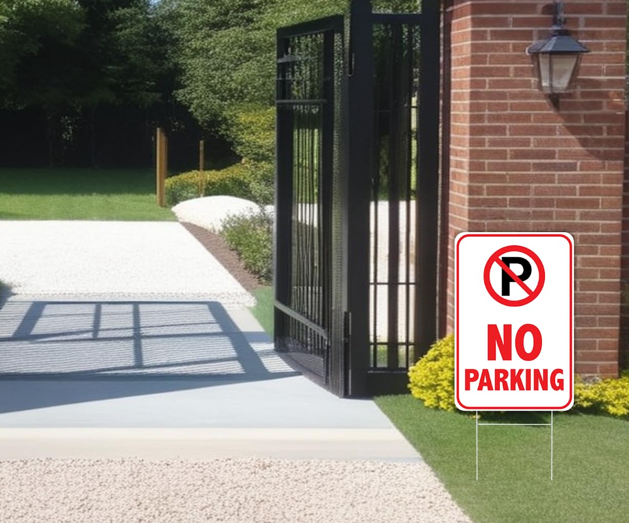 3 Pack 12x8 Inches No Parking Double Sided Sign with H-Stakes - No Parking Signs for Business or Yard