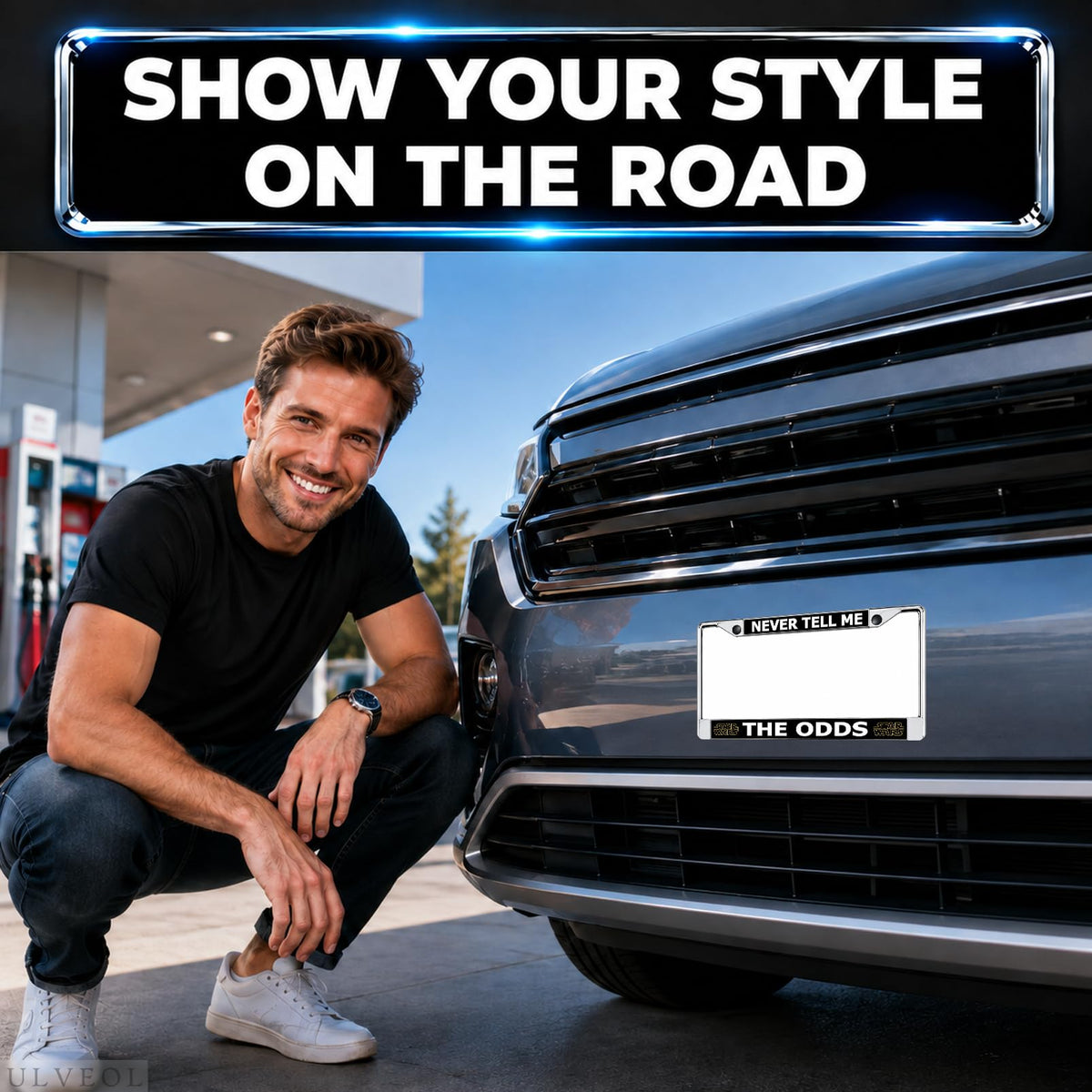 6x12 in Never Tell Me The Odds License Plate Frame – Chrome Stainless Steel