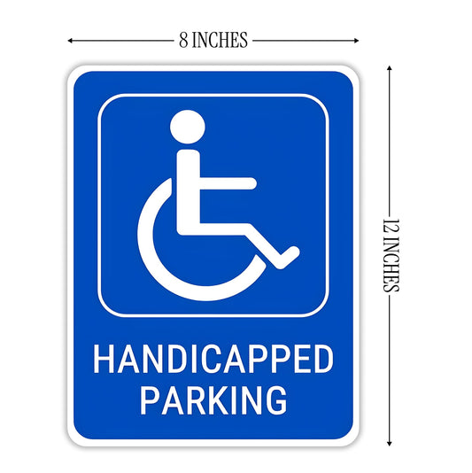 Set of 3 Double Sided 12x8 Inches Handicapped Parking with Metal Wire H-Stakes - Plastic Reserved Parking Signs for Handicapped Only