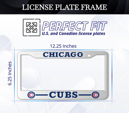 12.4x6.4 Inch License Plate Frames with 2 Holes and Screws - License Plate Frame Chicago for Car - Stainless Steel Frame for Front and Rear