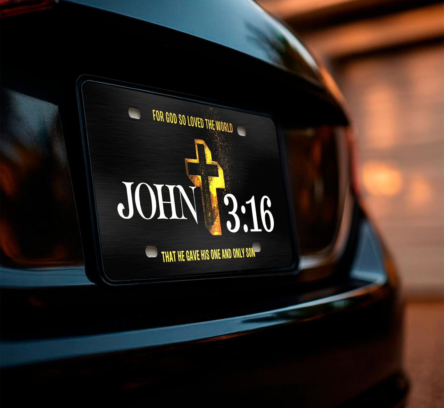 6x12.25 Inch Personalized John 3:16 Religious License Plate Frame with 4 Holes and Screws - Standart Cars USA Frame for Front