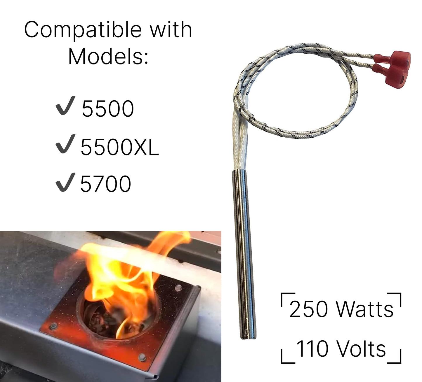 ULVEOL 80619 80481 Pellet Stove Igniter - Pellets Stoves Starter Replacement - Ignitor - 13-1115 FC