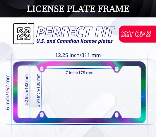 2X Tri-Color Personalized Car License Plate Frame for US Standard Frame - Stainless Steel Plate Frame with Screws 6x12.25 inches and 4 Holes and Screw