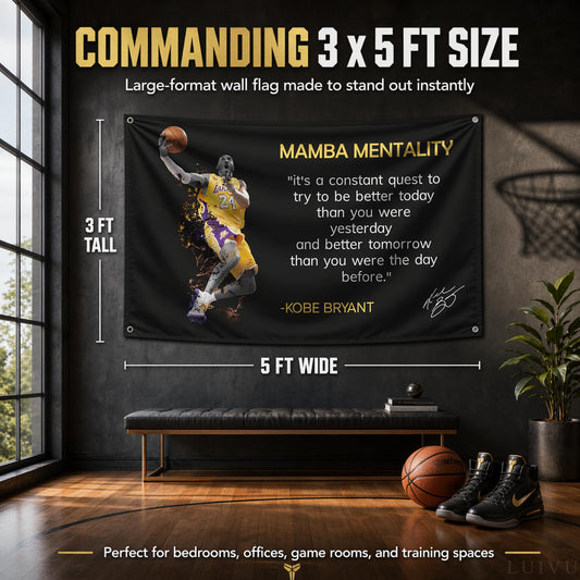 3x5 ft Kobe Mamba Mentality Flag – Basketball Motivational Banner