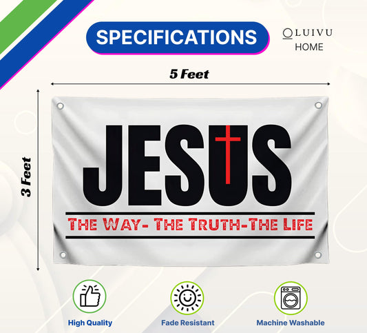 3x5 Ft The Way Truth Life Polyester Flag with 4 Brass Grommets - Decorations Patriotic Flag Banner - Single Sided Bedroom Wall Decoration