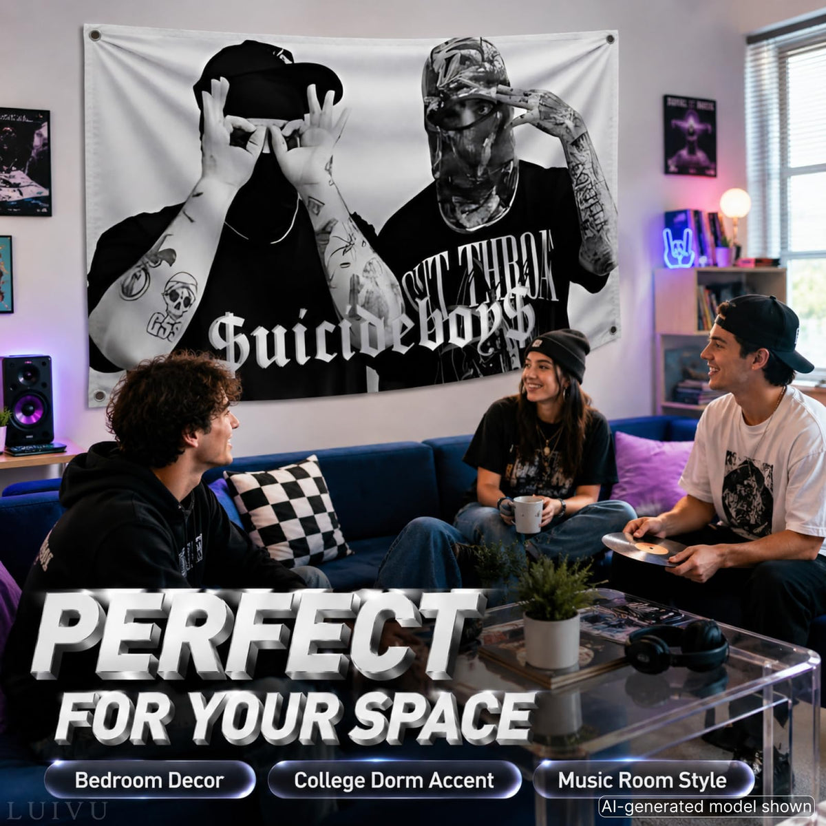 3x5 ft Suicide Music Boys Flag – Bedroom & Dorm Wall Banner