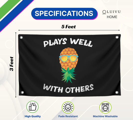 3x5 Pineapple Garden Polyester Flag with 4 Brass Grommets - Pineapple Street and Inspirational Wall Decor - Matches well with Other Pineapples Flags