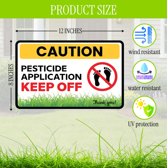12x8 Ft 3X Double Sided Caution Application Keep Off with Metal Stakes - Plastic Street Caution Yard Sign - Plastic Surface Keep off Sign