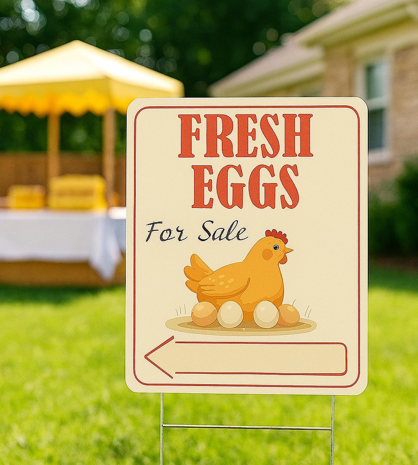 3X Double Sided 12x16 Inches Fresh Eggs For Sale Plastic Sign with Metal H-Stakes for Outdoor and Indoor