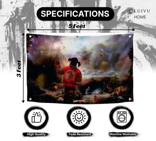 3x5 Feet Rapper Single Sided Polyester Flag Chief in The Garden of Eden with 4 Grommets - Suitable for Indoor and Outdoor Decorate for College Dorm