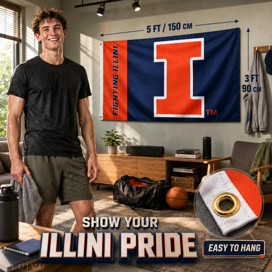 3x5 ft University of Illinois Block "I" Flag – Fighting Illini Banner