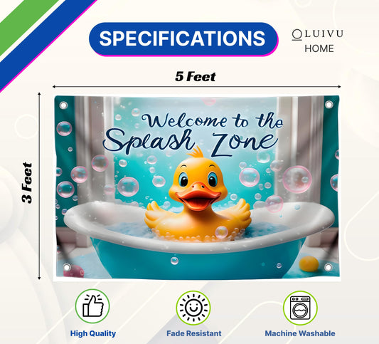 3x5 Feet Baby Duckling Polyester Flag Welcome To The Splash Zone with 4 Brass Grommets - Flag Duck with Shower for Wall Decoration