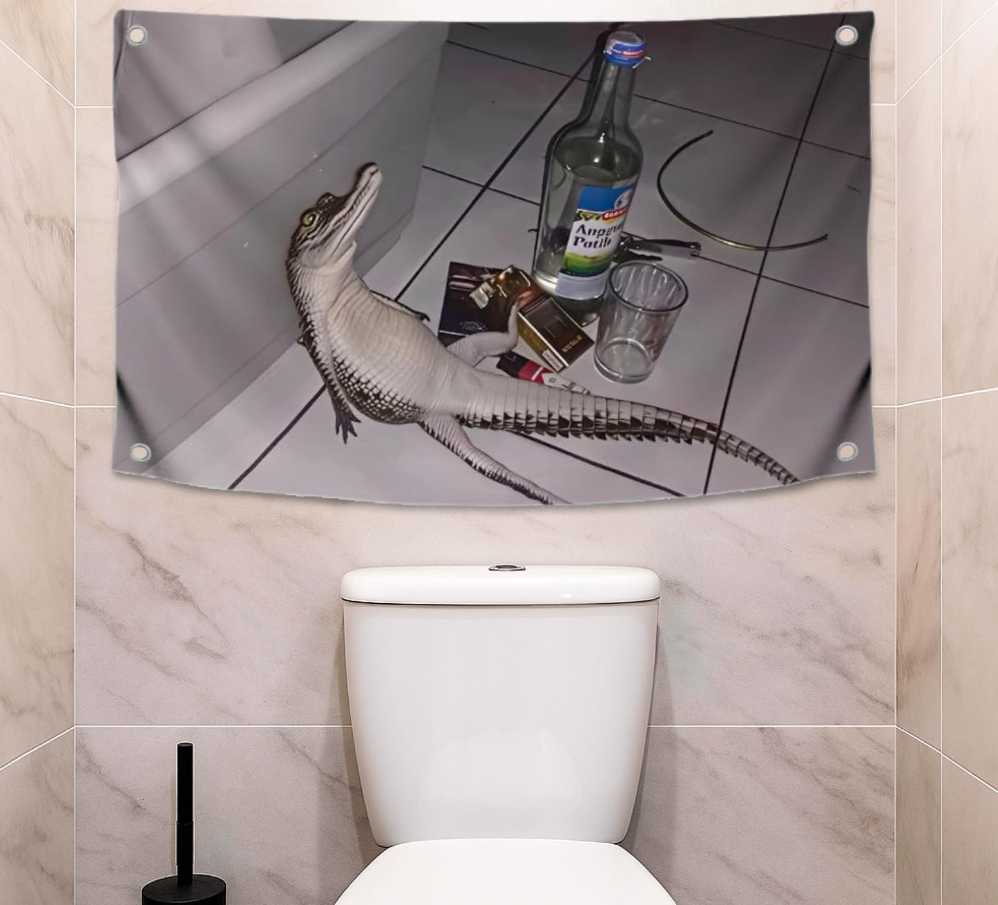 3x5 Feet Funny Flag Picture Crocodile with Four Brass Grommets - Single Sided Funny Flag Tapestry for Bedroom - Poster for College Dorm Boys and Girls