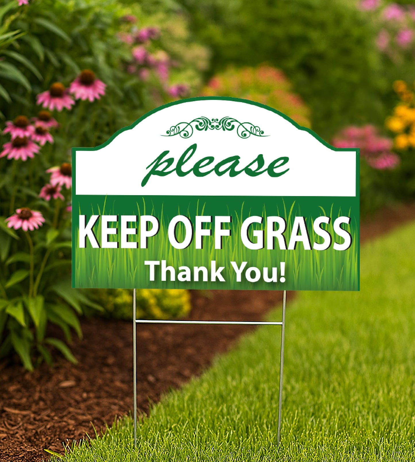3X Double Sided 8x12 Please Keep Off Grass Plastic Sign with Stake - No Dog Poop Signs for Yard - Pick Up After Your Dog Sign