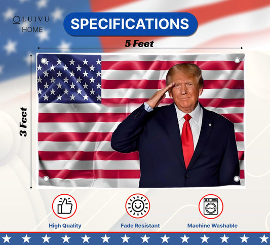 3'x5’ Trump 2024 Flag with 4 Brass Grommets - Large American President Republican Banner - Political Campaign Home Banner - Keep America Great