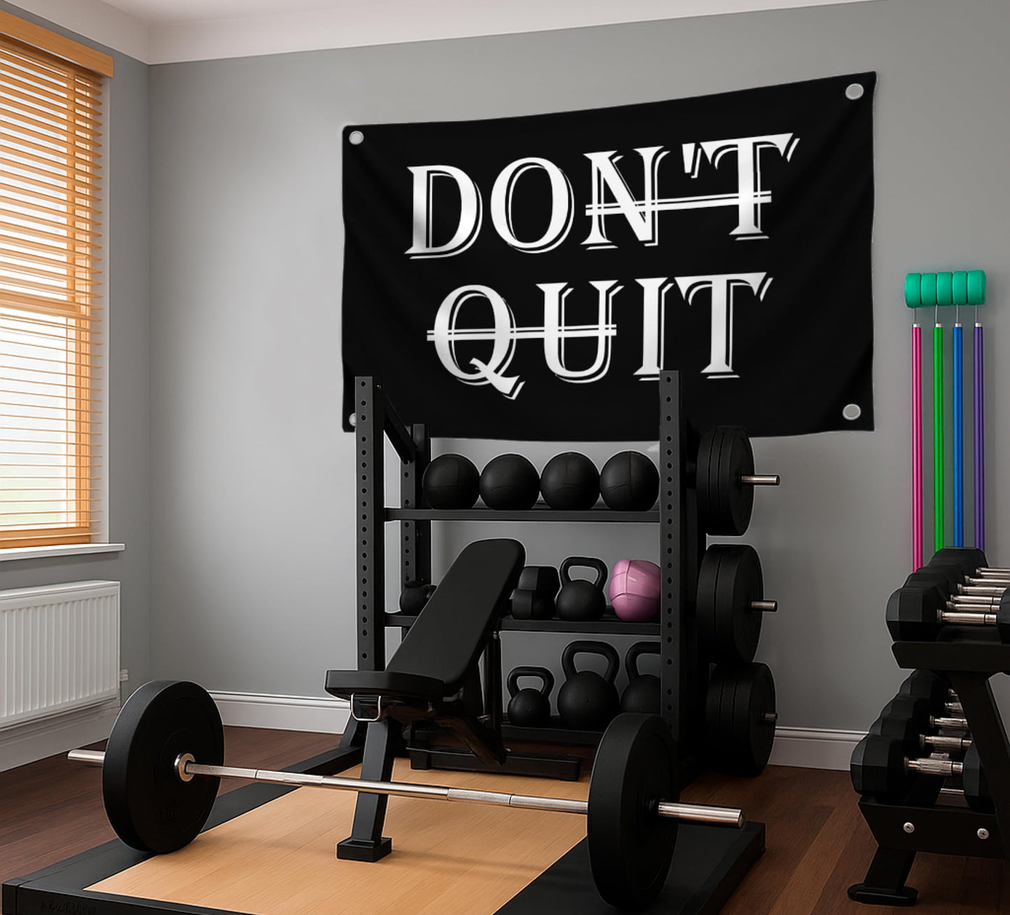 3x5 Feet Inspirational Quotes "Don’t Quit" Polyester Single Sided Flag with 4 Grommets - Motivational Wall Art for Bedroom Decoration