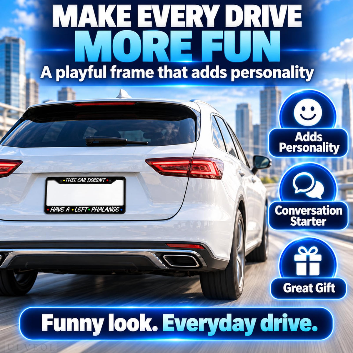 6x12.25 in This Car Doesn't Have a Left Phalange License Plate Frame – Stainless Steel