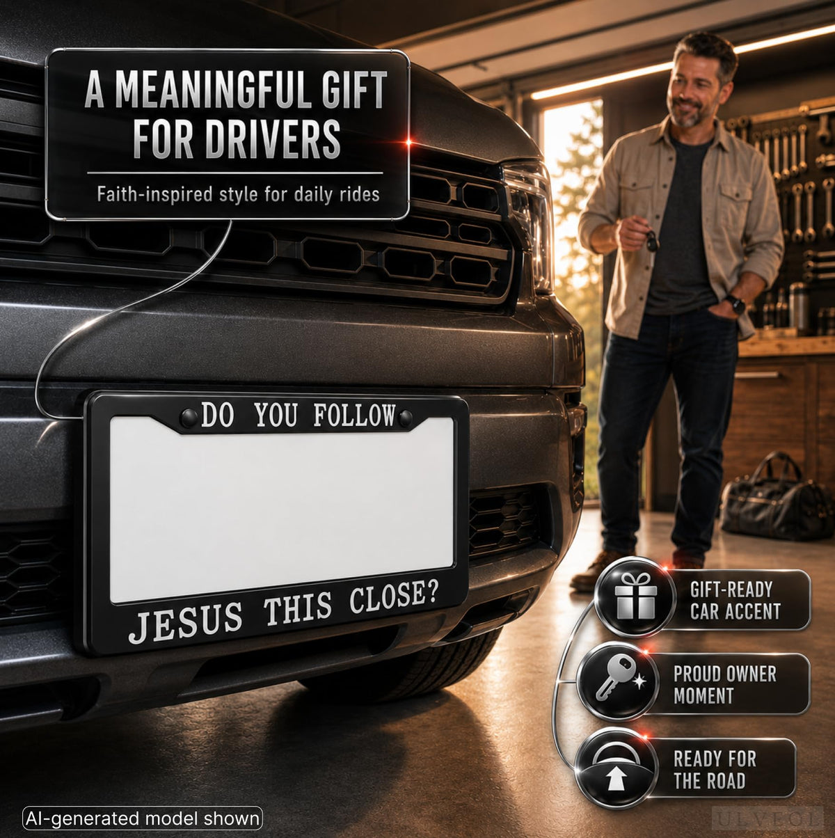 6x12.25 in Do You Follow Jesus This Close? License Plate Frame – Metal