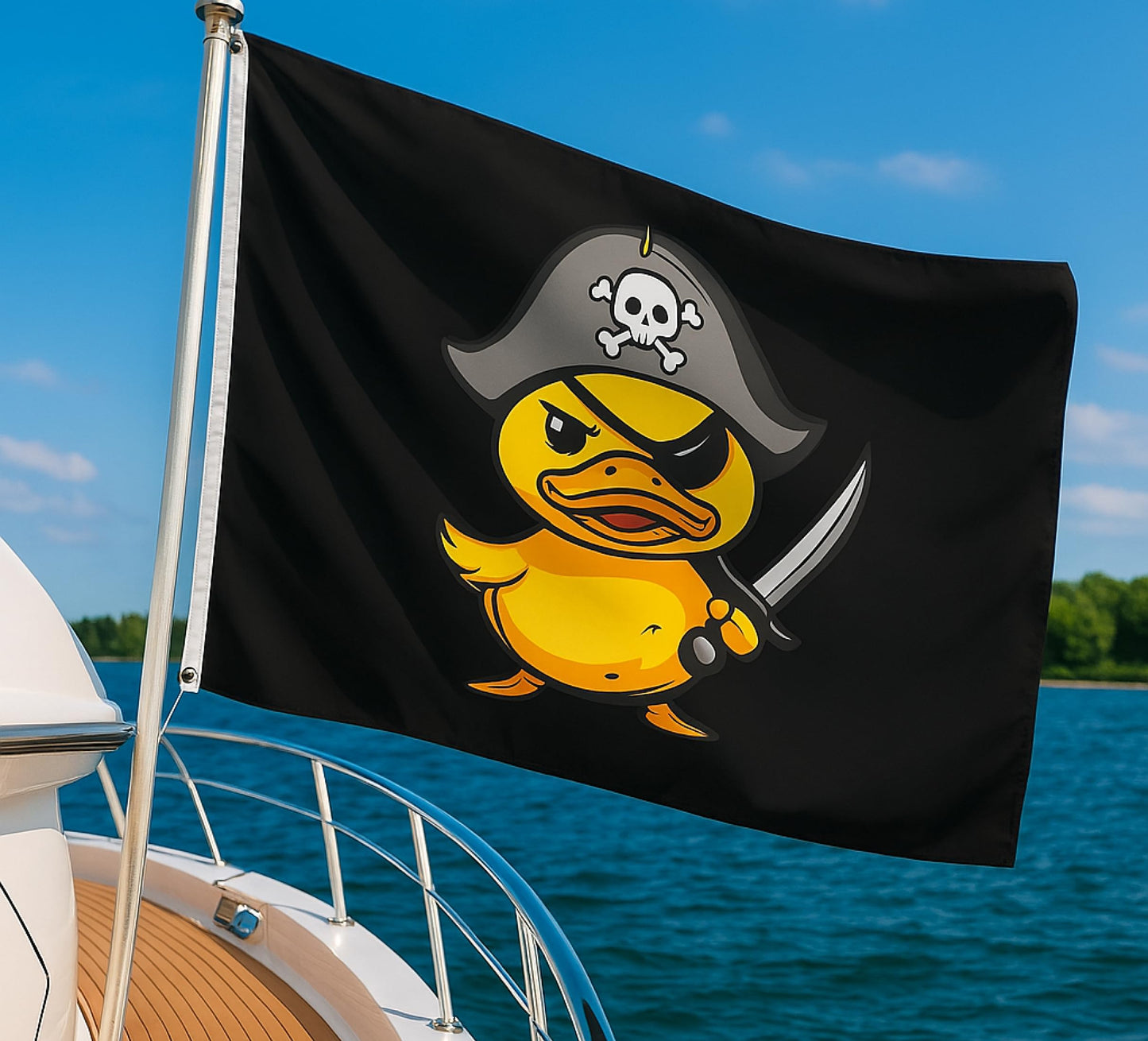 3x5 Feet Pirate Rubber Duck Polyester Flag with Two Brass Grommets - Outside Garden Yard Banner Viking Flag Outdoor Single Sided