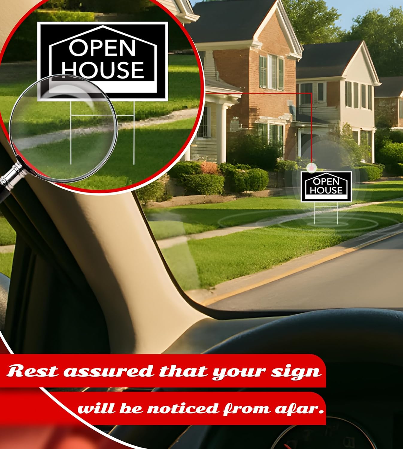 3X Open House Plastic Signs 12x16 Inch for Real Estate Agent for Sale Double Sided Sign with H Wire Stakes