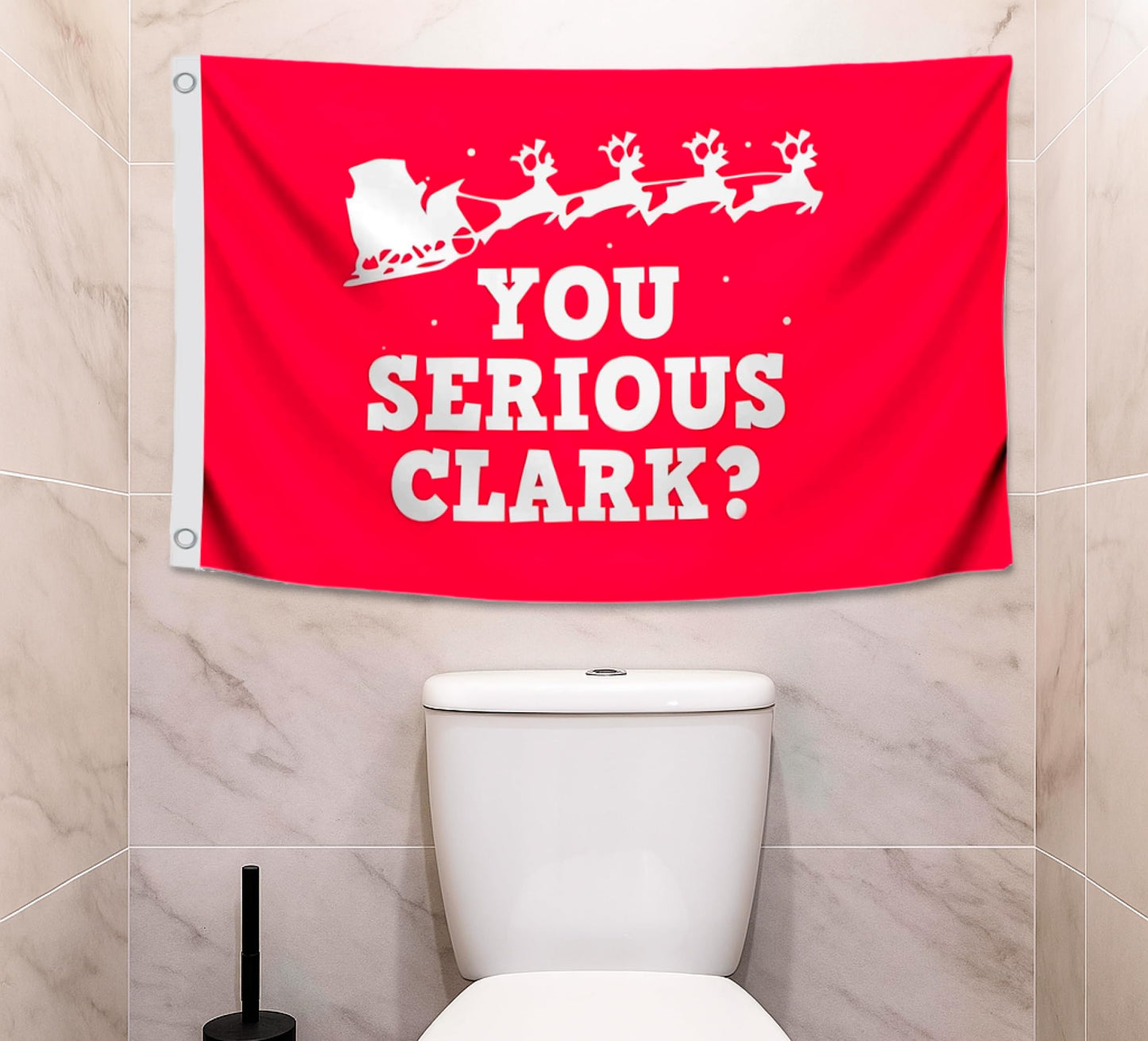 3x5 Ft Winter Merry Christmas Polyester Flag with 2 Grommets - You Serious Clark? - Single Sided Decoration Funny Holiday Flags for Outdoor Farmhouse