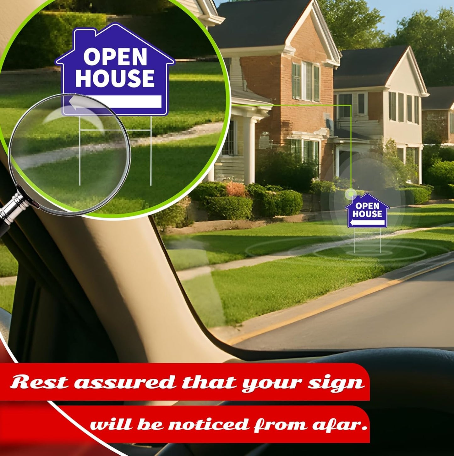 Set of 3 Double Sided Open House Real Estate Plastic Signs 12x16 Inch