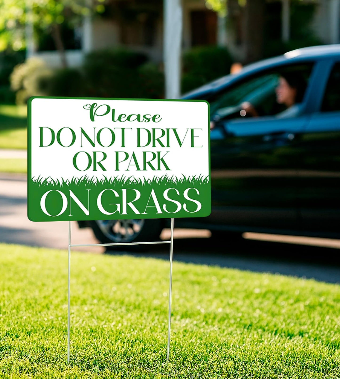 8x12 inch 3X Please Do Not Drive or Park on Grass Plastic Sign - No Parking on Grass Double Sided Signs - Stay Off Grass for Yard