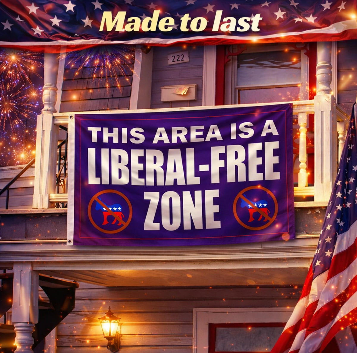 3x5 ft Liberal Free Zone Flag – Funny Political Wall Banner, Polyester Flag for Garage, Man Cave, Dorm Room and Outdoor Decor