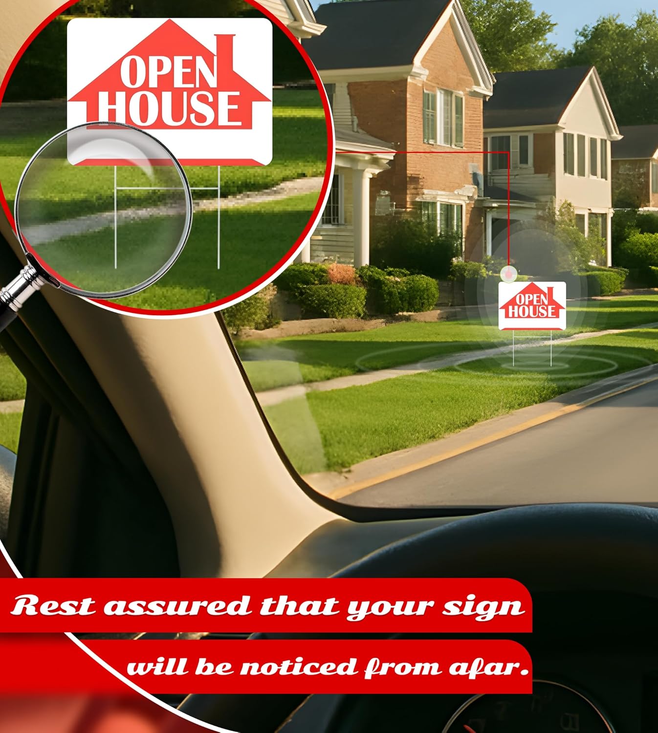 3X Double Sided 12x16 Inches Plastic Sign With H-Stakes "Open House"