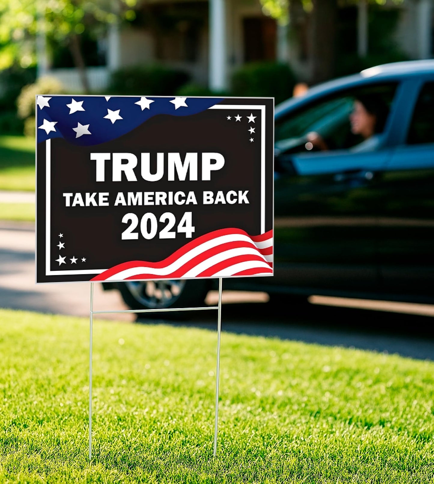 Pack of 3 2024 Yard Plastic Sign - 12x16 Coroplast Donald 2024 Yard Sign With H-Stakes Double Sided - President Take America Back