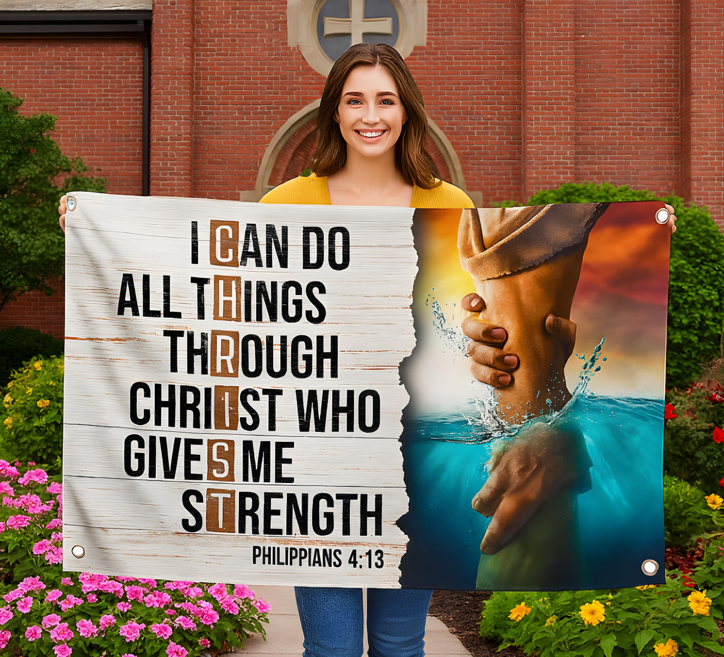 3x5 Ft Verse Wall Polyester Flag with 4 Grommets - Inspiring Spiritual Motivational Single Sided Banner - Bedroom Wall Decoration