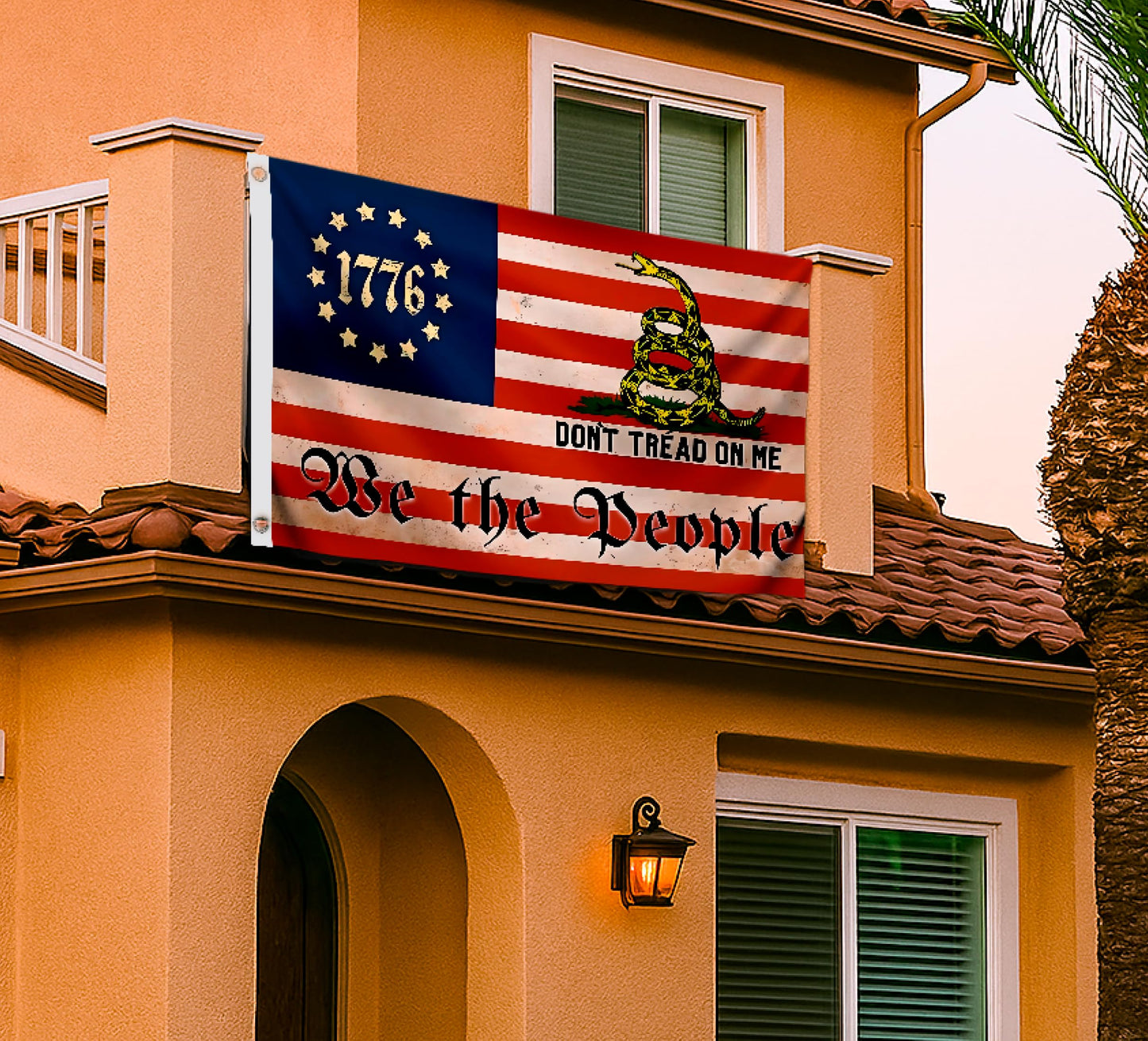 3x5 Feet Liberty Don't Tread on Me American Flag with Two Brass Grommets - Polyester 1776 We The People Single Sided Flags for Garden Outside