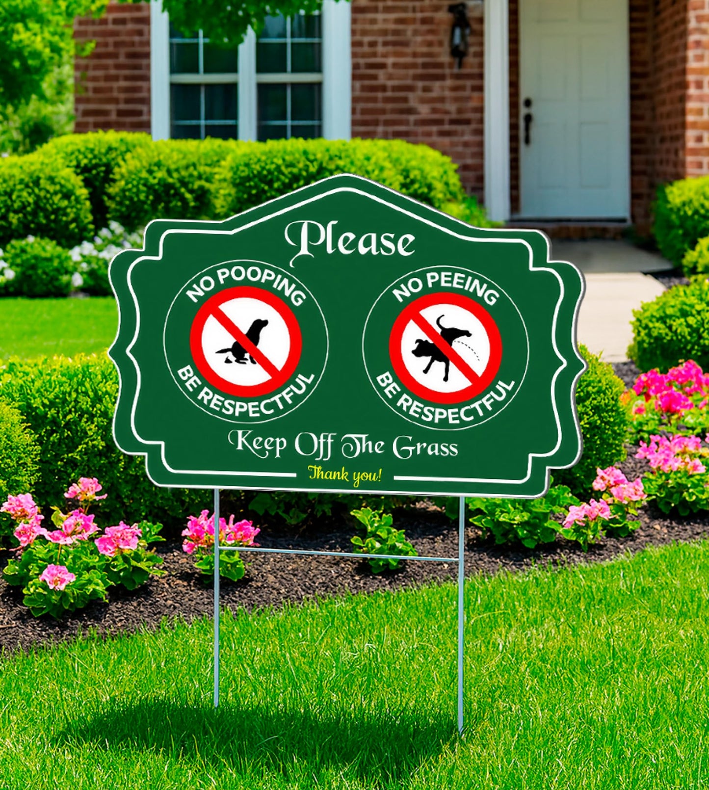 ULVEOL 3 Pack 12x8 Inch Please Pack Keep Off Grass, Thank You Sign with H Stake - No Peeing/Pooping Be Respectful Dog Signs