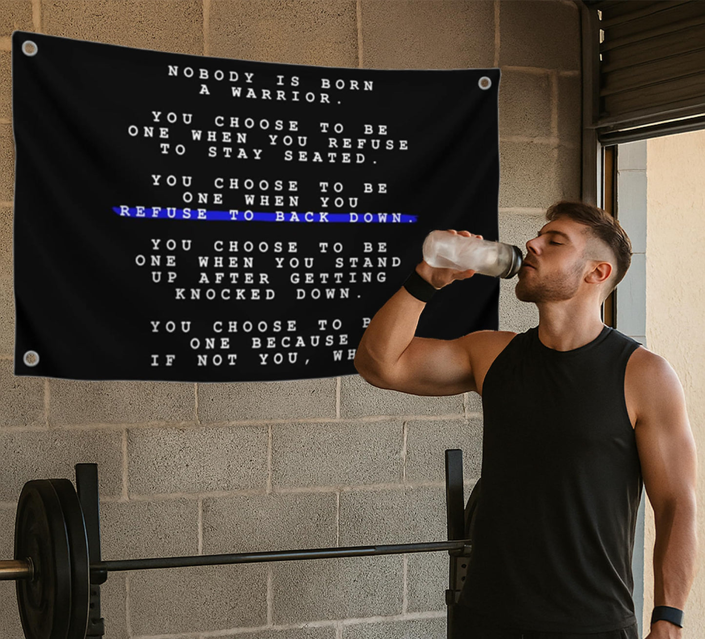 3x5 Ft Single Sided Flag "Nobody Is Born A Warrior" with 4 Grommets - Academy Graduation Wall Single Sided Polyester Flags - Cool Inspirational
