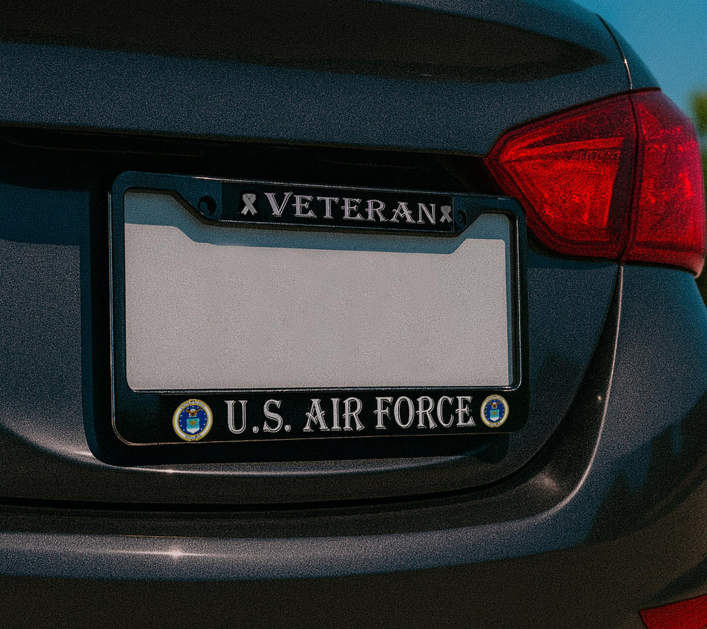Car License Plate Frame US Air Force Veteran - Standart Cars USA Stainless Steel Frame for Front and Rear