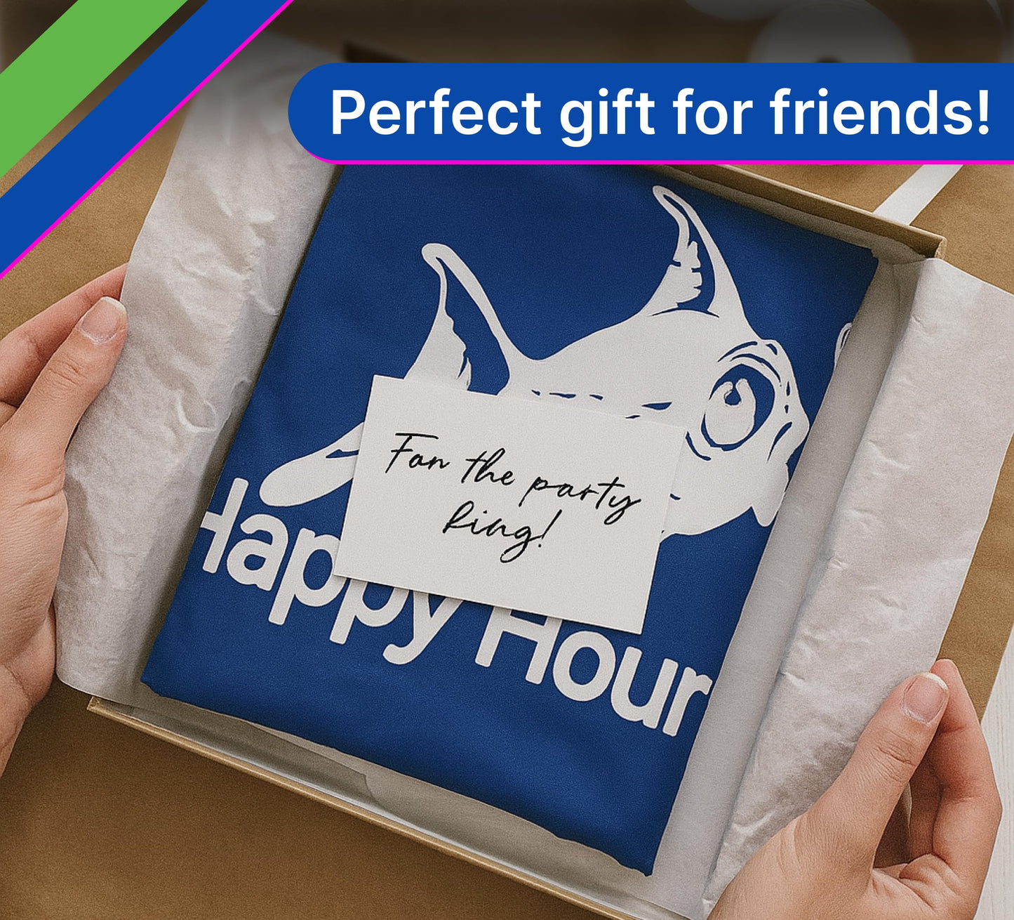 12x18 Inch Fly Polyester Flag with 2 Brass Grommets Blue Happy Hour Royal Fish Sign Boat Accessories also for Indoor Outdoor, Lawn and Garden Decor