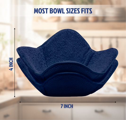 Set 2X Dark Blue 7" sq. x 4"H Microwave Polyester Bowl Holder Potholders