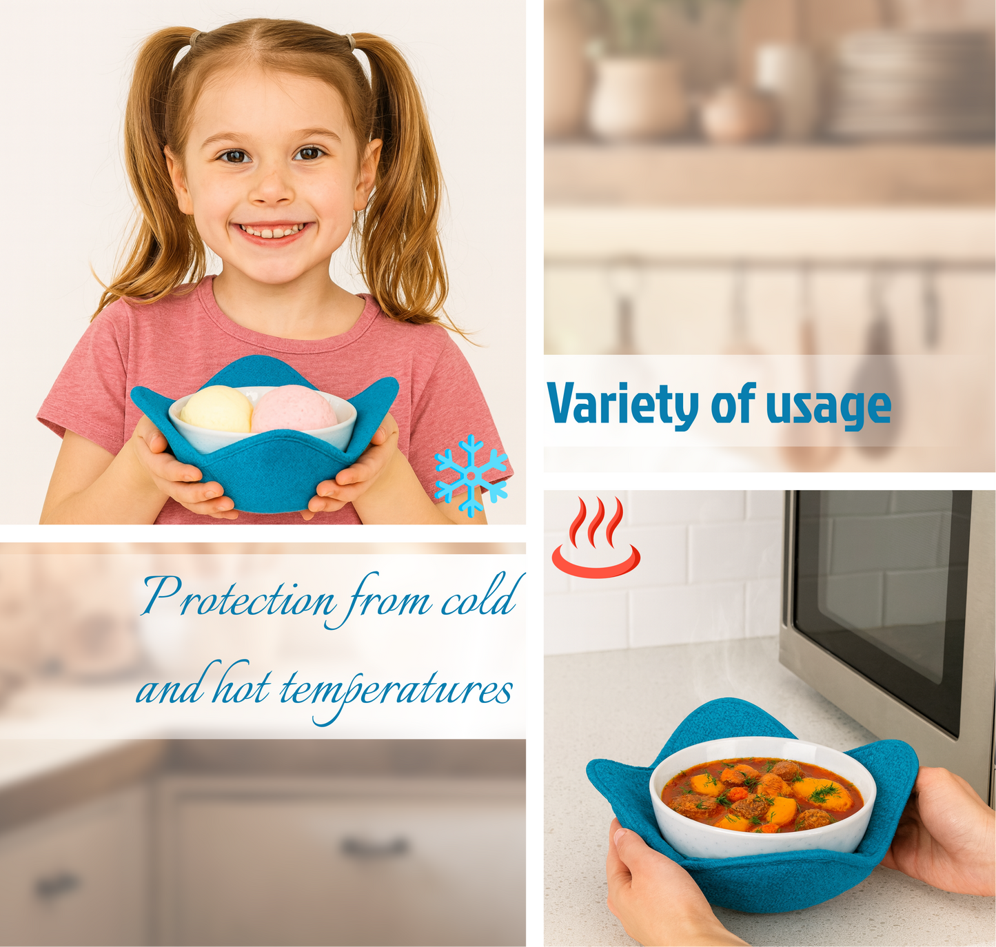 Set 2X Light Blue 7" sq. x 4"H Microwave Polyester Bowl Cloth