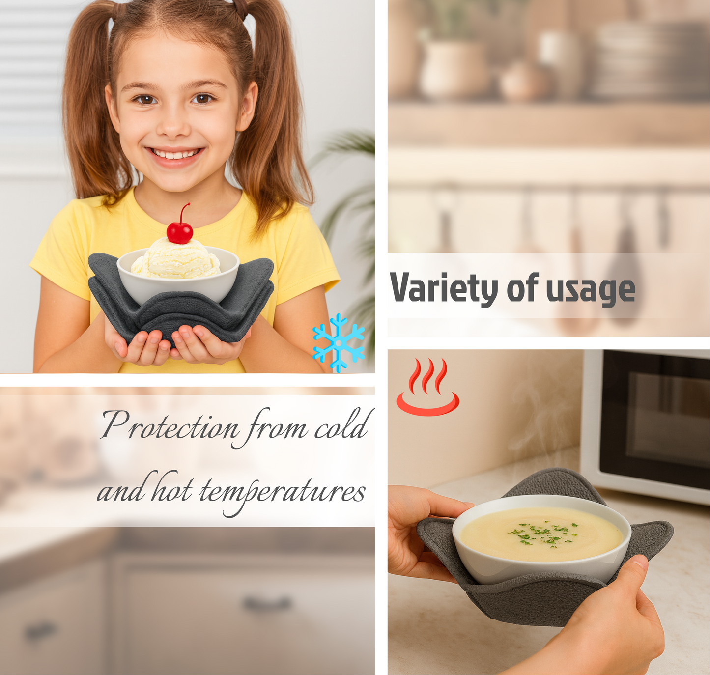 ULVEOL Set 2X Gray 7" sq. x 4" H Bowl Holders - Polyester