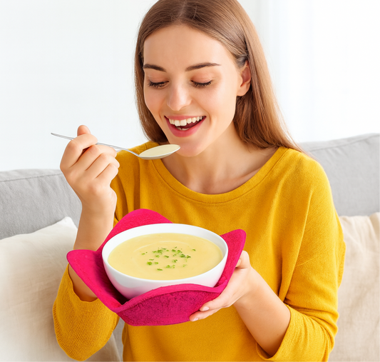 ULVEOL Set 2X Pink 7" sq. x 4" H Inch Microwave Bowl Cloth Hot Pads