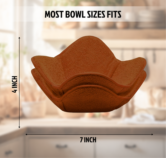 Set of 2 Microwave Bowl Cloth Hot Pads with Brown Color