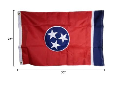 2x3 Embroidered State of Tennessee TN 210D Sewn Nylon Flag 2'x3' Banner Grommets Double Stitched Fade Resistant Premium Quality