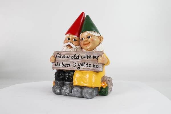 LUIVU Cute Fairy Statue Couple Gnomes - Growing Old Together - Indoor/Outdoor Garden Gnome Patio Home Decor Romantic Figurine Love Wedding