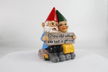 LUIVU Cute Fairy Statue Couple Gnomes - Growing Old Together - Indoor/Outdoor Garden Gnome Patio Home Decor Romantic Figurine Love Wedding